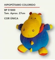 Hipopótamo Colorido — Fábrica Boneca de Pano